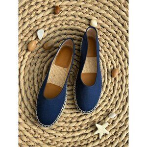 LAUREN RALPH LAUREN Navy Blue Canvas Espadrilles Flats Size 10